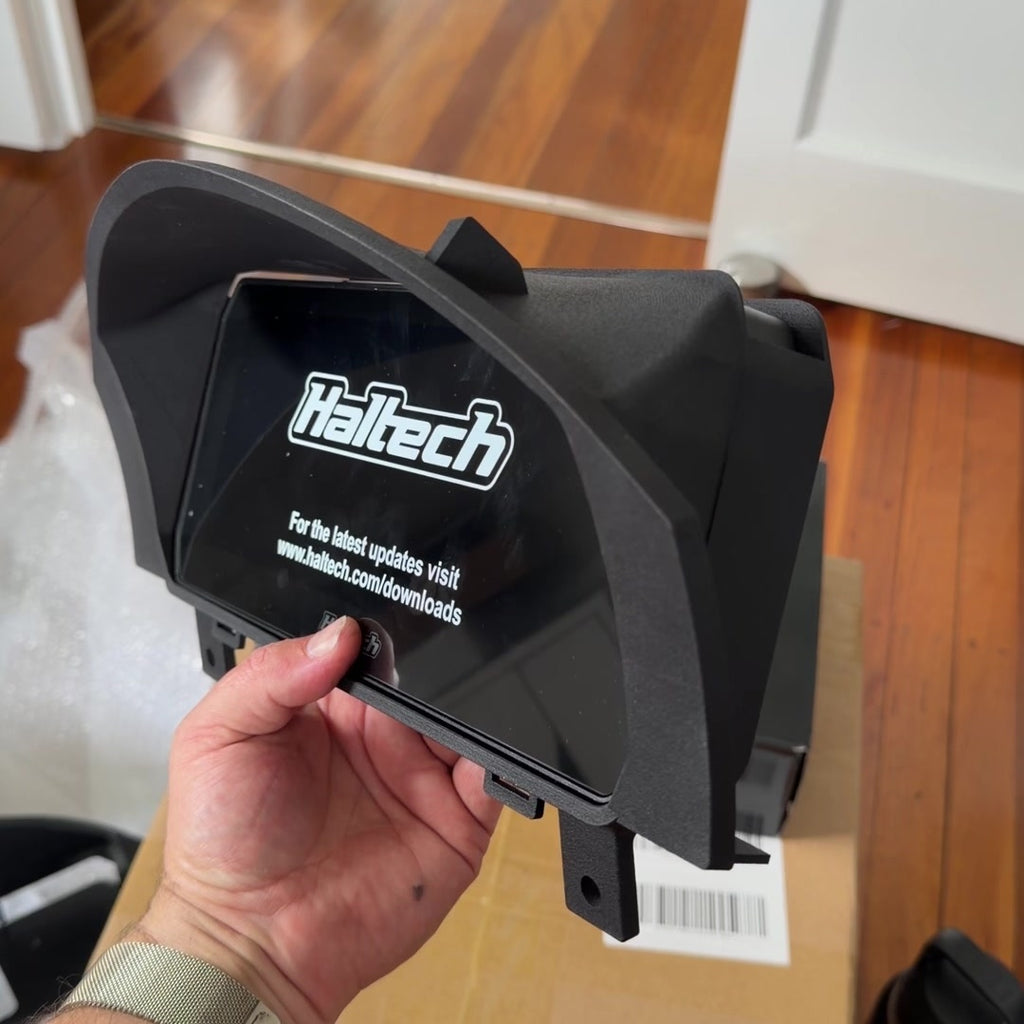 Physical Defender Puma prototype mount with uC-10 screen during UK customer testing; screen not included